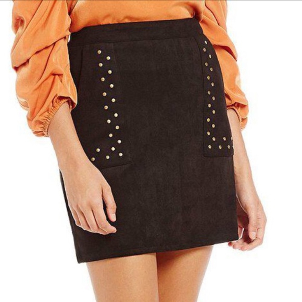 NWT Sugarlips Faux Suede Studded Mini Skirt